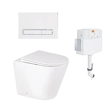 Комплект інсталяції 2в1 Qtap Nest з унітазом підлоговим Swan Rimless QT16223178W з кнопкою (QT16223178W46064)