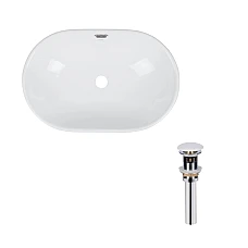 Комплект Qtap Leo: Раковина врезная овальная 590x400x170 мм White + Донный клапан PU02O