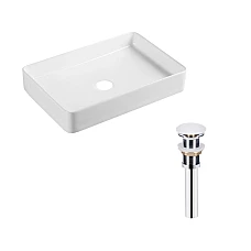 Комплект Qtap Tern: Раковина накладная прямоугольная 600x400x110 мм WHITE + Донный клапан PU02