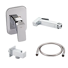 Комплект для душа Qtap Namesti Chrome: Смеситель для душа QTNAM6025102NC + Шланг QTHADPVC120C + Лейка QTCRMB120 + Подключение QTCRMBH130