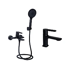 Комплект змішувачів Qtap Taurus QTTAU259BLM45662 + QTTAU270BLM45660 чорний матовий