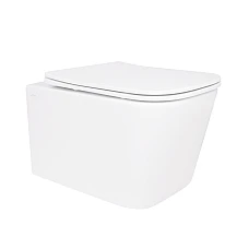 Унітаз підвісний Crow Rimless 485х340х330 мм, White, з сидінням Slim Duroplast/ Soft-close/ Quick Release QT05335171RW Qtap