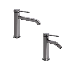 Комплект змішувачів для умивальника та біде Qtap Robin Black Chrome QTROB1060M102K + QTROB2060102K