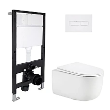 Готове рішення Qtap для ванної кімнати: підвісний унітаз Taurus Ultra Quiet 515x360x350 + комплект інсталяції Standard (лінійна клавіша White)