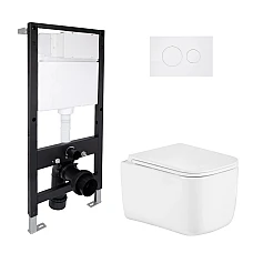 Готове рішення Qtap для ванної кімнати: підвісний унітаз Gemini Ultra Quiet 485x340x350 + комплект інсталяції Standard (кругла клавіша White)