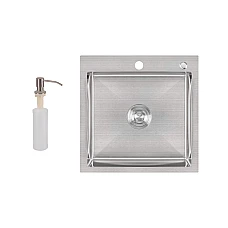 Мойка для кухни интегрированная Lidz Handmade H5050 (LDH5050BRU35375) Brushed Steel 3,0/1,0 мм