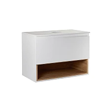 Тумба подвесная Qtap Robin 60х47 со столешницей QT1379TPН6001WWO белый/белый дуб