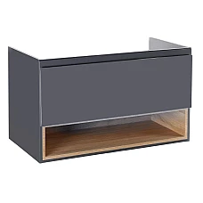 Тумба подвесная Qtap Robin 100х50 QT1374TPВ1002NGWO графит/белый дуб