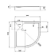 Lidz Душевой поддон KAPIELKA ST80x80x14 низкий, полукруглый, диаметр слива 52 мм