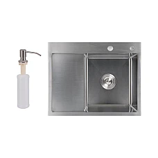 Мойка для кухни интегрированная Lidz Handmade H6350L крыло слева (LDH6350BRUL45588) Brushed Steel 3,0/1,0 мм