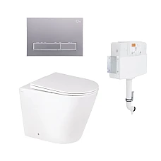 Комплект інсталяції 2в1 Qtap Nest з унітазом підлоговим Swan Rimless QT16223178W з кнопкою (QT16223178W46065)