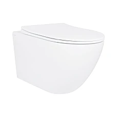 Унітаз підвісний Qtap Robin New Ultra Quiet безобідковий з сидінням Soft-close QT13332381АSW білий