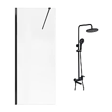 Стінка Walk-in 110 BLM з душовою система на три споживача Qtap (STDBLM2011C8 + QTJAY111BLM45549)