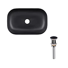 Умивальник накладний Qtap Robin 61x40 з донним клапаном PU03 чорний матовий