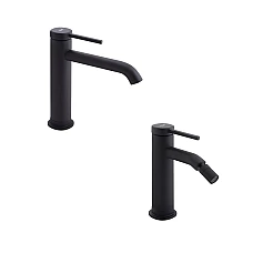 Комплект змішувачів для умивальника та біде Qtap Robin Matt Black QTROB1060M102B + QTROB2060102B