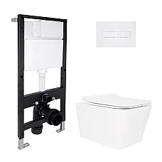 Готове рішення Qtap для ванної кімнати: підвісний унітаз Crow Rimless 520x360x290 + комплект інсталяції Standard (лінійна клавіша White)