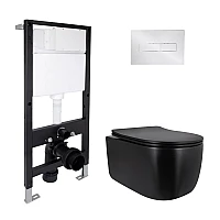 Готове рішення Qtap для ванної кімнати: підвісний унітаз Taurus Ultra Quiet 515x360x350 + комплект інсталяції Standard (лінійна клавіша Chrome)