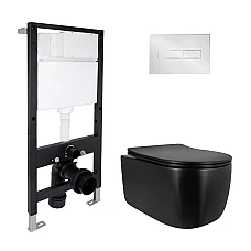 Готове рішення Qtap для ванної кімнати: підвісний унітаз Taurus Ultra Quiet 515x360x350 + комплект інсталяції Standard (лінійна клавіша Chrome)