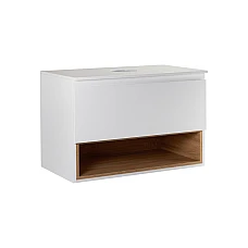 Тумба подвесная Qtap Robin 70х47 со столешницей QT1379TPН7001WWO белый/белый дуб