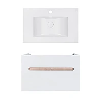 Тумба підвісна Qtap Virgo 80х44 з умивальником Albatross E QT71V44082 білий/білий дуб