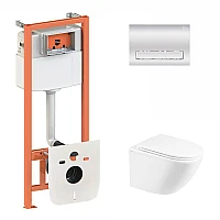 Комплект інсталяції 4в1 Qtap Nest з унітазом підвісним Robin Ultra Quiet QT1333046EUQW з кнопкою QT0111M08381CRM