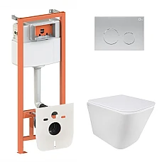 Комплект інсталяції 4в1 Qtap Nest з унітазом підвісним Tern Ultra Quiet QT1733052EUQW з кнопкою QT0111M11111SAT