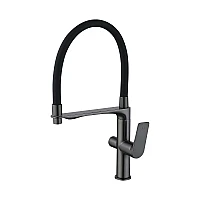 Змішувач для кухні Qtap Vlasta New з гнучким виливом QTVLA364GMB45649 Gunmetal Black PVD