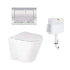 Комплект інсталяції 2в1 Qtap Nest з унітазом підлоговим Swan Rimless QT16223178W з кнопкою (QT16223178W46066)