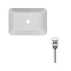 Умивальник накладний Qtap Virgo 49х35 з донним клапаном PU02