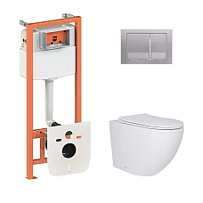 Комплект інсталяції Nest 4в1 Qtap з підвісним унітазом Robin з кнопкою змиву (QT13332381AW47499)