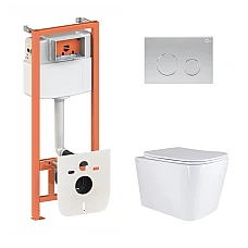 Готовое решение Qtap для ванной комнаты: подвесной унитаз Tern Ultra Quiet 525x345x360 + комплект инсталляции Nest 4 в 1 (круглая клавиша Satin)