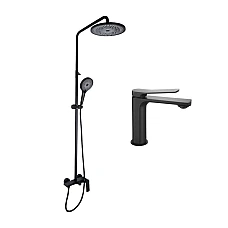 Комплект змішувачів Qtap Slavonice QTSLA110BLM45914 + QTSLA1042103B чорний матовий