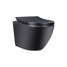 Чорний унітаз підвісний Q-tap Robin (QT1333046ENRMB) безобідковий з сидінням