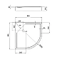 Душевой поддон Kapielka ST90x90x14 низкий, полукруглый, диаметр слива 52 мм Lidz