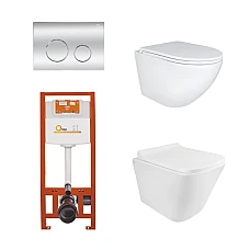Комплект инсталляции 4в1 Qtap Robin Nest с подвесным унитазом Robin и Tern Ultra Quiet с кнопкой