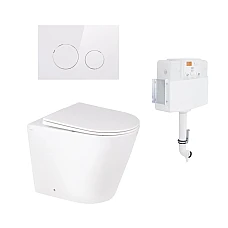 Комплект інсталяції 2в1 Qtap Nest з унітазом підлоговим Swan Rimless QT16223178W з кнопкою (QT16223178W46067)
