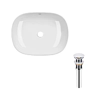 Комплект Qtap Aquarius: Раковина накладная прямоугольная 470x380x120 мм White + Донный клапан PU02