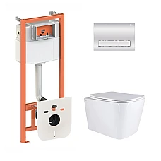 Комплект інсталяції Qtap Nest 4в1 з підвісним унітазом Tern з кнопкою змиву (QT17332303AW47510)