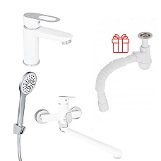 Комплект для ванни Lidz Latwa змішувач для умивальника LDLAT001WHI45423 змішувач для ванни LDLAT005WHI45425