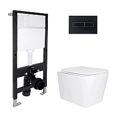 Готове рішення Qtap для ванної кімнати: підвісний унітаз Tern Ultra Quiet 525x345x360 + комплект інсталяції Standard (лінійна клавіша Black)