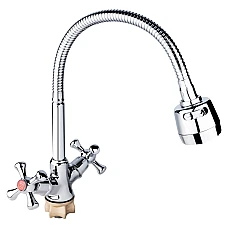 Змішувач для кухні Lidz Lamb 274F двохвентильний з гнучким виливом LDLAM274FCRM35074 хром