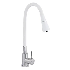 Змішувач для кухні Lidz Aria 015F31 з гнучким виливом LDARI015F31WNK36981 білий/нікель