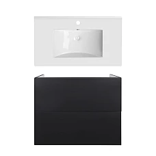 Тумба підлогова Qtap Tern чорна 80х48 з умивальником Albatross