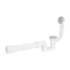 Сифон для ванны Lidz LSW05 выпуск 70 мм, плоский, без ревизии, с пробкой на цепи (выход гофра 40/50мм)