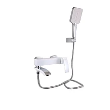 Смеситель для ванны Qtap Swan Cascada с поворотным изливом (c душевым гарнитуром) QTSWA260CRW45569 Chrome/White