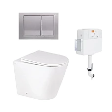 Комплект інсталяції 2в1 Qtap Nest з унітазом підлоговим Swan Rimless QT16223178W з кнопкою (QT16223178W46068)