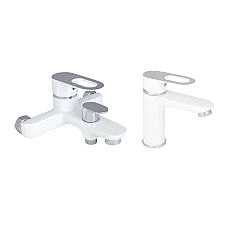 Набор смесителей для ванны 2в1 Lidz Latwa белый