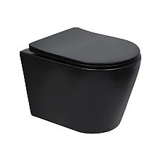 Унітаз підвісний Qtap Scorpio Ultra Quiet безобідковий з сидінням Soft-close QT14332380AMB чорний матовий