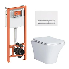 Комплект інсталяції 3в1 Qtap Presto QT24332615EW46888 з унітазом підвісним QT24332615EW з кнопкою