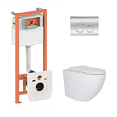 Комплект інсталяції Nest 4в1 Qtap з підвісним унітазом Robin з кнопкою змиву (QT13332381AW47501)